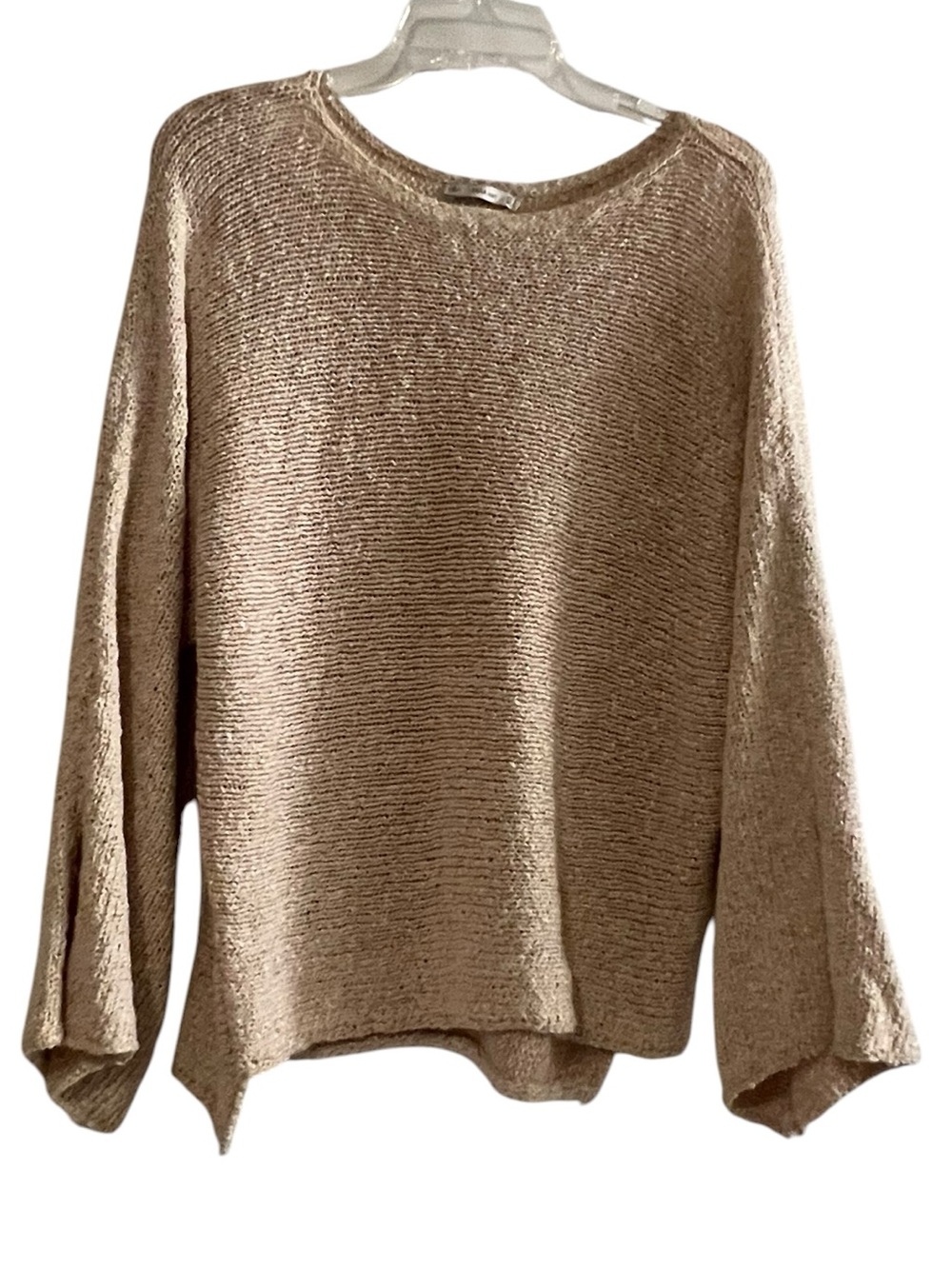 ZARA Knit Sweater Small Beige 100% Italian Yarn Cotton